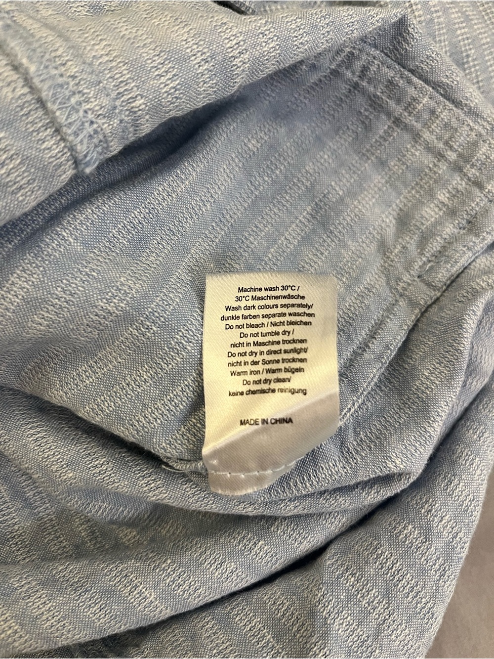 Poetry Half Button Down Shirt Women’s Baby Blue And White Hemp & Cotton US 10 - Picture 4 of 6